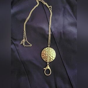 White Crystal Necklace Medallion  Badge Career Lantard, Keys, Eyeglasses Jewelry